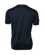 Dolce & Gabbana Dark Blue Silk Logo Patch Crew Neck T-shirt