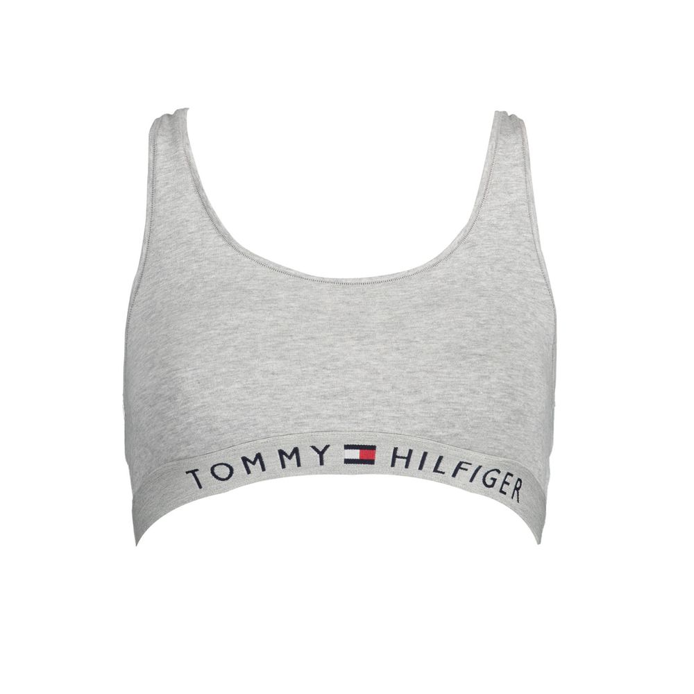 Gray Cotton Women Sports Bra Tommy Hilfiger