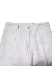 Dolce & Gabbana White Linen Mid Waist Cropped Pants