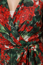 Dolce & Gabbana Multicolor Floral Long Sleeves V-neck Dress