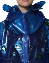 Dolce & Gabbana Blue Crystal Hooded Raincoat Jacket