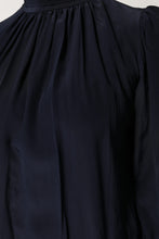Dolce & Gabbana Blue Silk Mock Neck Long Sleeves Blouse Top