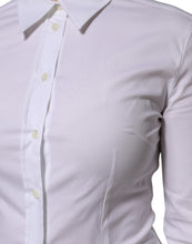 Dolce & Gabbana White Cotton Collared Long Sleeves Blouse Top