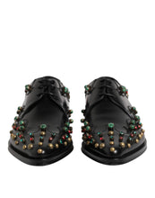 Dolce & Gabbana Black Leather Derby Dress Studded Shoes