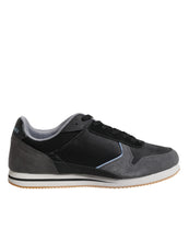Trussardi Black Gray Lace Up Low Top Casual Sneakers Shoes