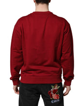 Dolce & Gabbana Red Embossed Logo Cotton Crew Neck Sweater