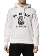 Dolce & Gabbana White Cotton DG ROYAL Print Hooded Sweater