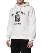 Dolce & Gabbana White Cotton DG ROYAL Print Hooded Sweater