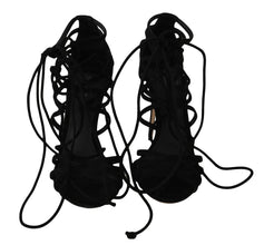 Black Suede Strap Stilettos Sandals Dolce & Gabbana