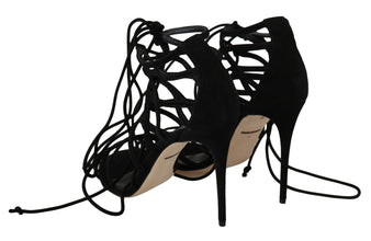 Black Suede Strap Stilettos Sandals Dolce & Gabbana