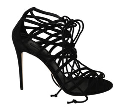 Black Suede Strap Stilettos Sandals Dolce & Gabbana