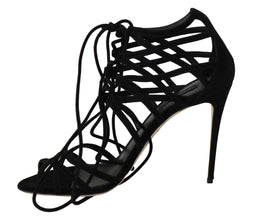 Black Suede Strap Stilettos Sandals Dolce & Gabbana
