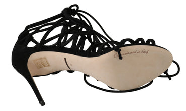 Black Suede Strap Stilettos Sandals Dolce & Gabbana