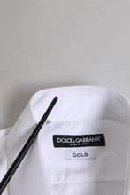 Dolce & Gabbana White Cotton GOLD Long Sleeves Dress Men Shirt