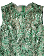 Dolce & Gabbana Green Cotton Floral Lace Sheath Midi Dress