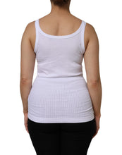 Dolce & Gabbana White Cotton Round Neck Sleeveless Tank Top
