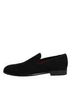 Dolce & Gabbana Black Suede Slip On Loafers Formal Shoes