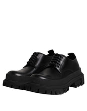 Dolce & Gabbana Black Leather Lace Up Derby Men Dress Shoes