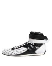 Dolce & Gabbana Black White Leather High Top Sneakers Shoes