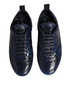 Dolce & Gabbana Dark Blue Leather Low Top Men Sneakers Shoes