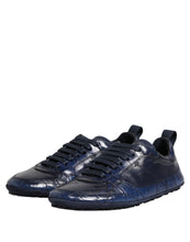 Dolce & Gabbana Dark Blue Leather Low Top Men Sneakers Shoes