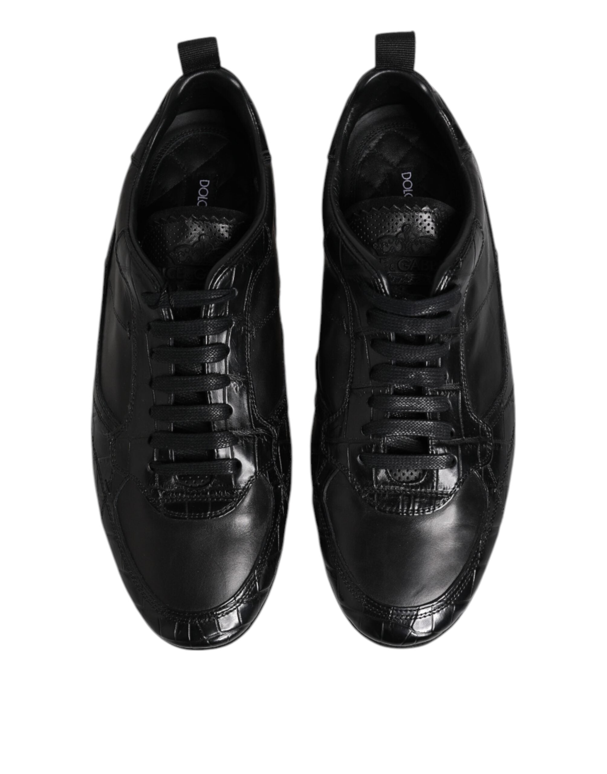 Dolce & Gabbana Black Exotic Leather Low Top Sneakers Shoes