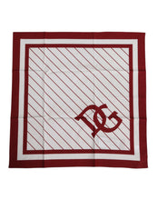 Dolce & Gabbana White Red DG Logo Square Men Foulard Scarf