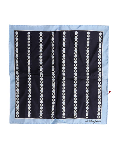 Dolce & Gabbana Blue Printed Silk Square Men Foulard Scarf