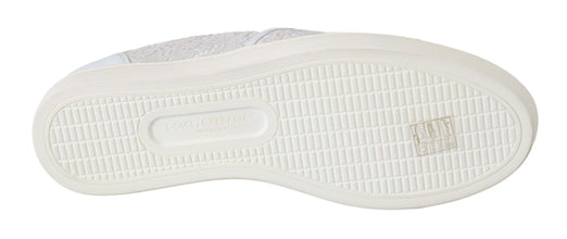 White Leather Lace Slip On Loafers Shoes Dolce & Gabbana