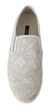 White Leather Lace Slip On Loafers Shoes Dolce & Gabbana