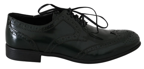 Green Leather Broque Oxford Wingtip Shoes Dolce & Gabbana