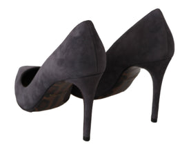 Gray Suede Leather Stiletto  Shoes Heels Dolce & Gabbana