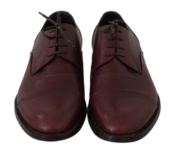 Red Bordeaux Leather Derby Formal Shoes Dolce & Gabbana
