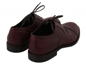 Red Bordeaux Leather Derby Formal Shoes Dolce & Gabbana
