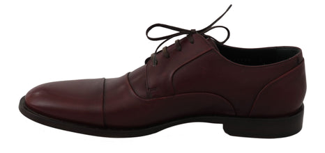 Red Bordeaux Leather Derby Formal Shoes Dolce & Gabbana
