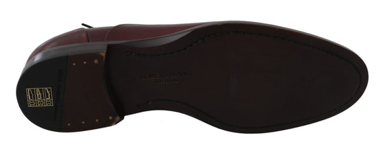 Red Bordeaux Leather Derby Formal Shoes Dolce & Gabbana