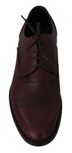 Red Bordeaux Leather Derby Formal Shoes Dolce & Gabbana