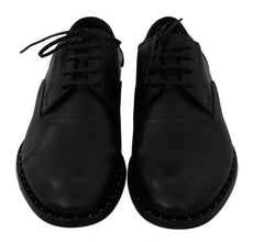 Black Leather Derby Formal Shoes Dolce & Gabbana