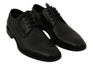 Black Leather Derby Formal Shoes Dolce & Gabbana