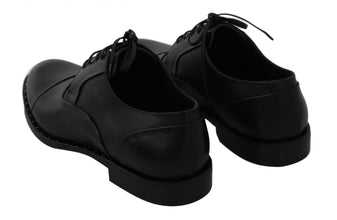 Black Leather Derby Formal Shoes Dolce & Gabbana