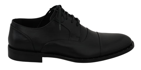 Black Leather Derby Formal Shoes Dolce & Gabbana