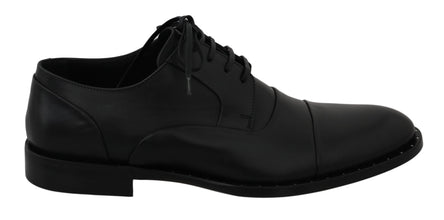 Black Leather Derby Formal Shoes Dolce & Gabbana