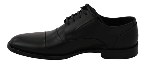 Black Leather Derby Formal Shoes Dolce & Gabbana