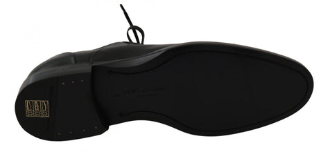 Black Leather Derby Formal Shoes Dolce & Gabbana
