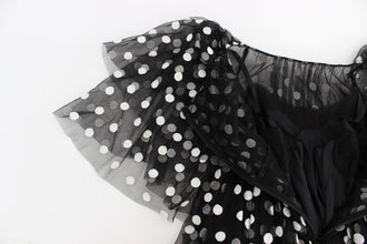 Black White Polka Dotted Ruffled Dress Dolce & Gabbana