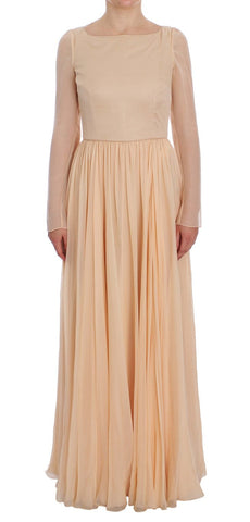 Beige Silk Ball Gown Full Length Dress Dolce & Gabbana