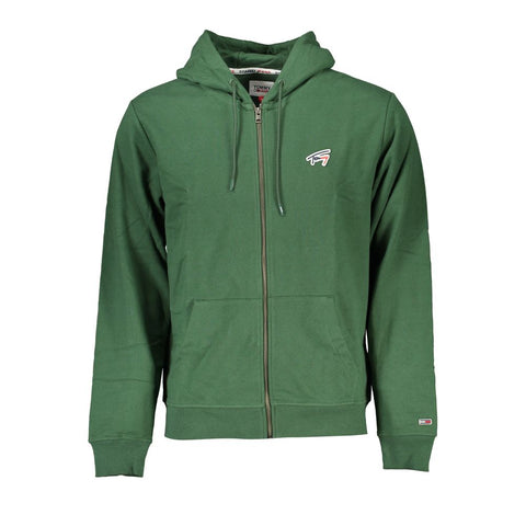 Tommy Hilfiger Green Cotton Men Sweater with Hood