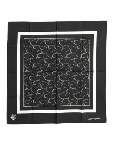 Dolce & Gabbana Black White Printed Square Foulard Scarf