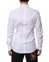 Dolce & Gabbana White GOLD Cotton Collared Dress Shirt Top