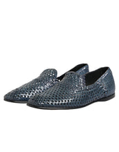 Dolce & Gabbana Blue Woven Leather Slip On Loafers Shoes